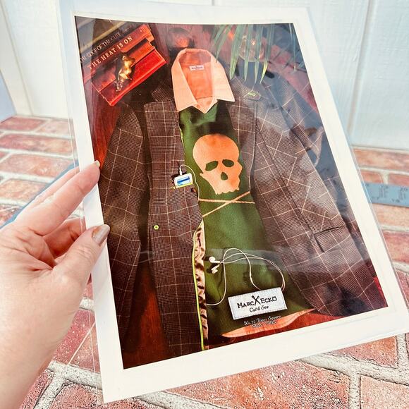 2005 Marc Ecko Skull Crossbones Sweater Ad Y2K Plaid Blazer Ephemera - Picture 3 of 7